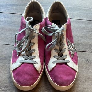 golden goose mix superstar suede sneaker color fuschia